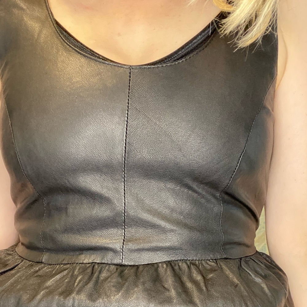 Black Faux Leather Mini Dress Size 6